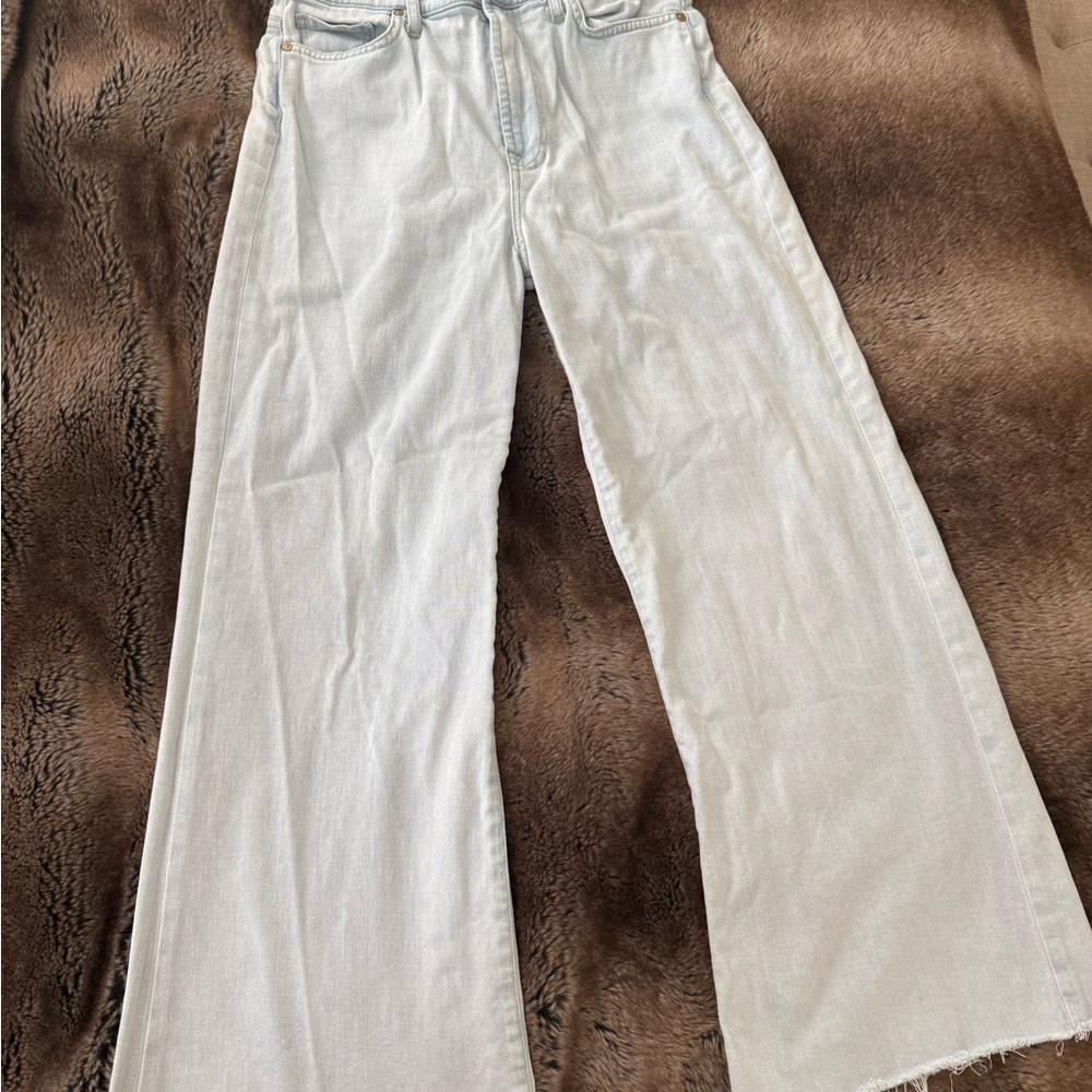 7 For All Mankind Women's Soft Blue Wide Leg Jeans
